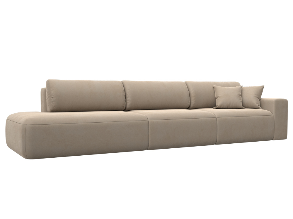 Диван прямой Лига-036 НПБ Модерн Лонг подлокотник справа ВЕЛЮР Бежевый