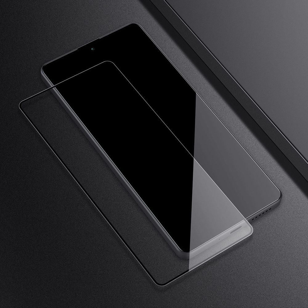Защитное стекло с отверстием под фронтальную камеру для Xiaomi Redmi Note 13 Pro 4G и Poco M6 Pro 4G, тонкие черные рамками и олеофобное покрытие, G-Rhino