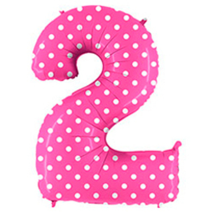 Цифра "2" горошек (розовый)