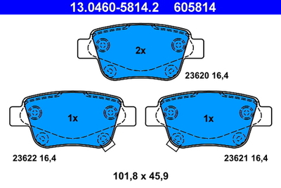 ATE - 13046058142-ATE - Brake Pad Set, disc brake