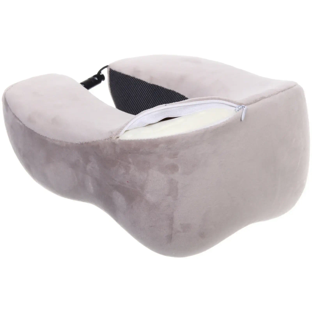 Подушка дорожная «TRIP - Fit», мемори-эффект, цвет светло-серый