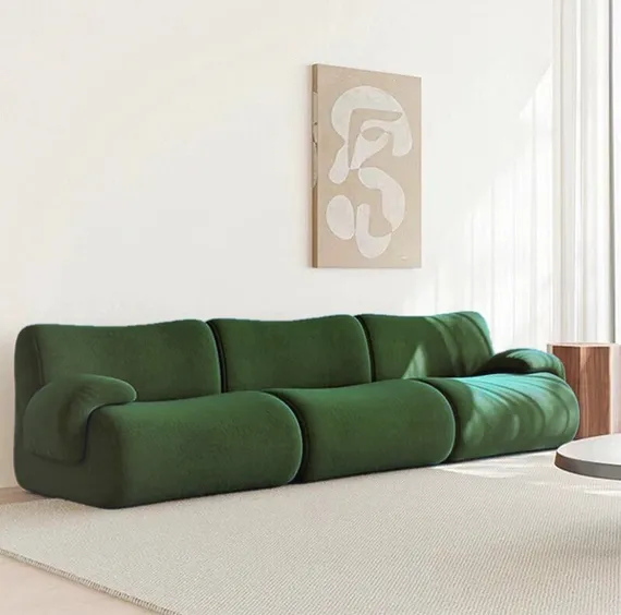 Трехместный компрессионный диван 4626, 290 см, темно-зеленый велюр (без пуфа)