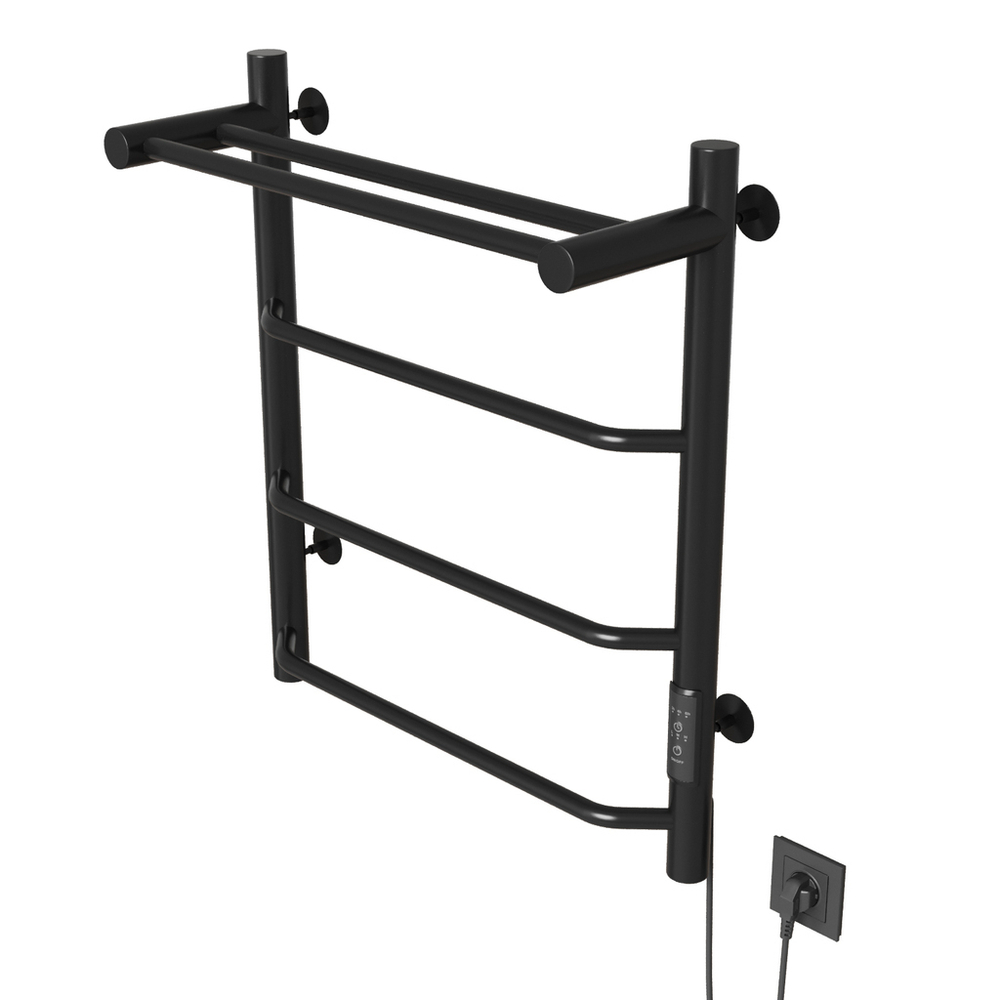 Полотенцесушитель MIXLINE MIRA  60х50 (таймер, 251Вт, 3 перекладины + ПОЛКА) электрический ЧЕРНЫЙ