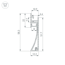 Профиль PLINTUS-H58-F-2000 BLACK (Arlight, Алюминий) 045286