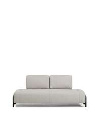 2-местный модуль дивана Compo из шенилла серо-бежевого цвета с черным каркасом, 200 см