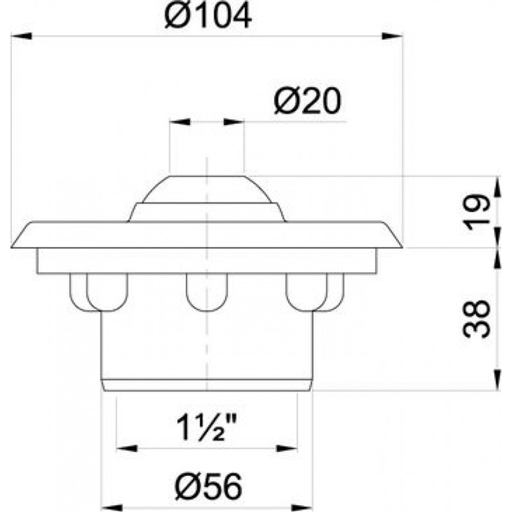 Форсунка стеновая Ø 107 (пленка) G1½"(внутр.) нерж. ст. AISI-316 и бронза