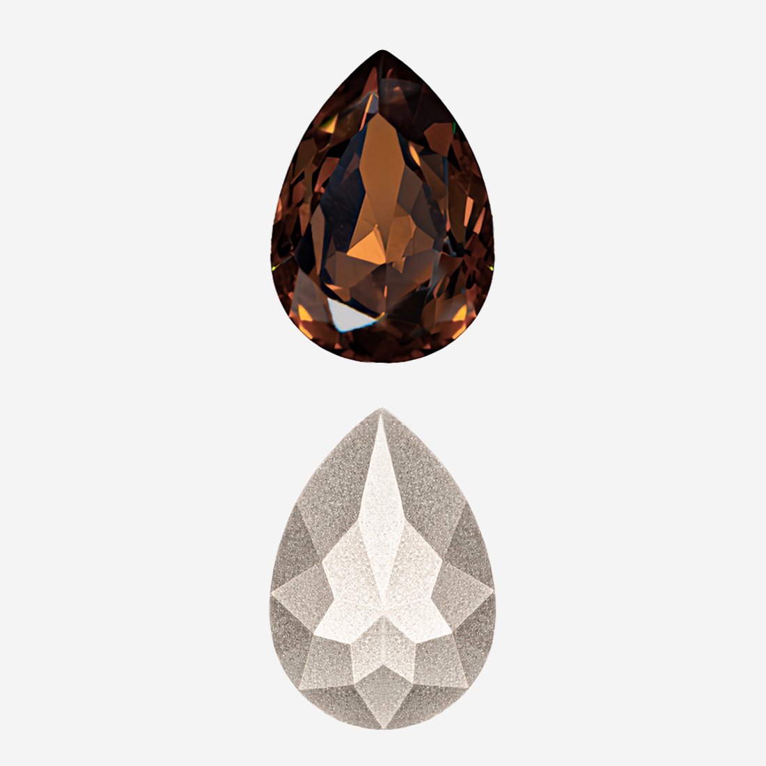 Кристалл Капля (Drop), оттенок "Дымчатый Топаз"/"Smoked Topaz", 14*10мм