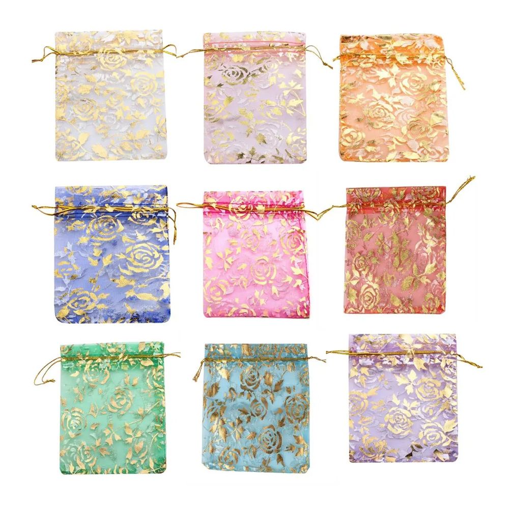 Подарочные мешки Basir из органзы, с золотистым рисунком, 26*39 см, ассорти Подарочные мешки Basir из органзы, с золотистым рисунком, 26*39 см, ассорти