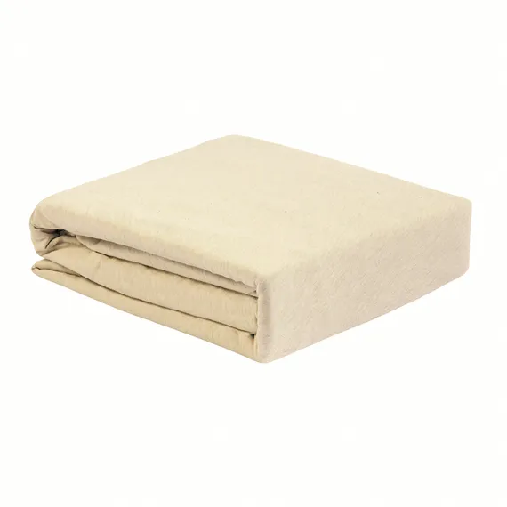 Простыня на резинке из хлопкового трикотажа серо-бежевого цвета из коллекции essential