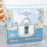 Кастрюля 6,6л со стеклянной крышкой Bella Cucina