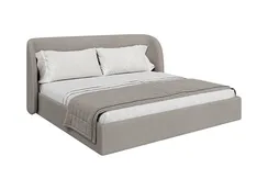 Кровать двуспальная Classic 200 см (бежевый, рогожка)