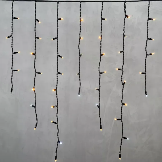 Светодиодная бахрома с колпачком 3,2*0,9 м., 168 экстра теплых белых LED ламп, мерцание, каучуковый черный провод, LTC (LL168BLW-1-2EWW)