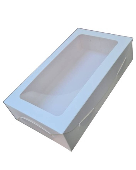Коробка для зефира с окном белая 25х14х6 см