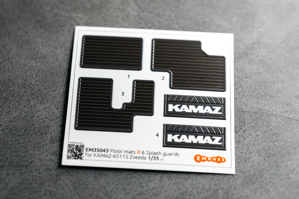 KAMAZ 65115 Floor mats (lines pattern) and splash guards for Zvezda 3650 1/35 (3D decal)