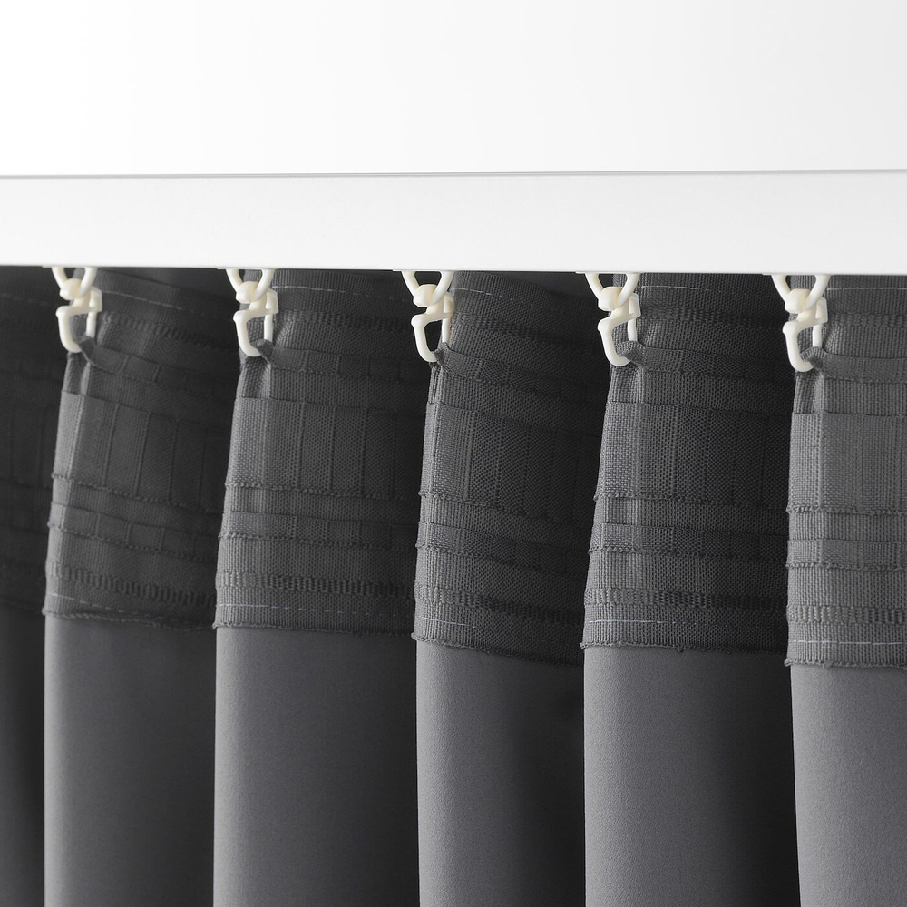 IKEA MAJGULL  (ИКЕА МАЙГУЛЛ)  -  Шторы блэкаут, пара, на ленте/серый, 145x300 см