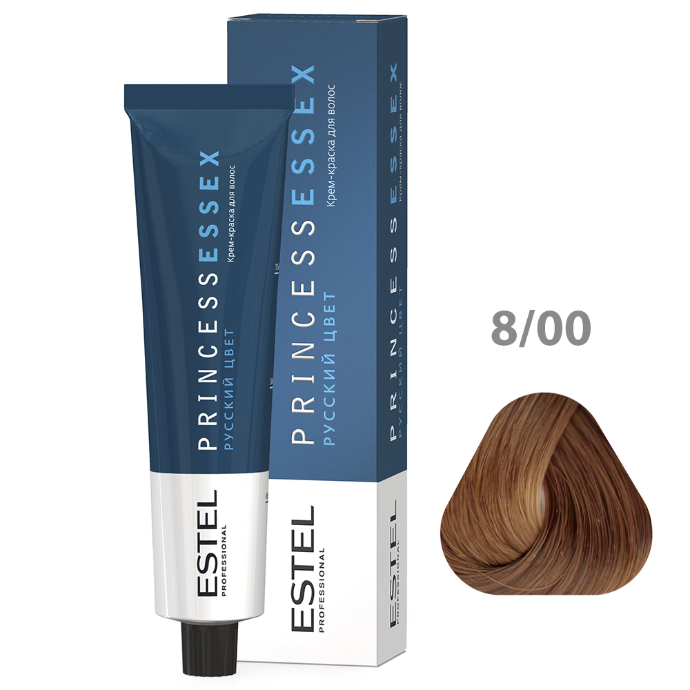 ESTEL PRINCESS ESSEX Крем-краска для волос, 8/00 светло-русый для седины, 60 мл