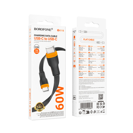 Кабель TypeC - TypeC BOROFONE BX118 60W (черный) 1м