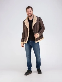 Дубленка мужская натуральная авиатор зимняя Турция