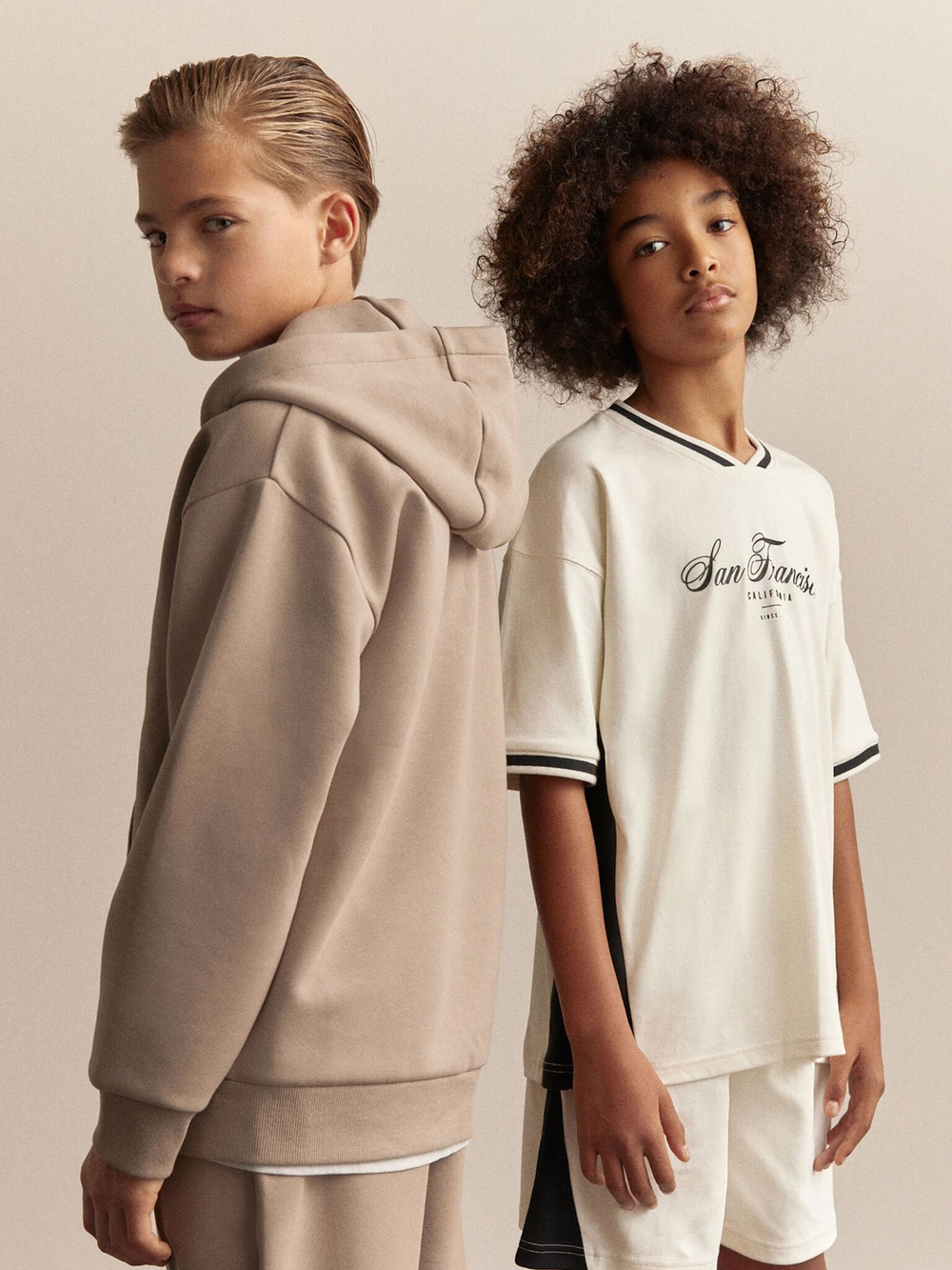 Толстовка на молнии с капюшоном и спортивные брюки в комплекте для мальчика Next AA8-116, Песочный