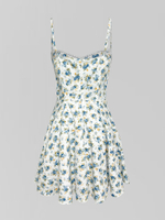 Платье ERS короткое на лямках в цветок с пышной юбкой