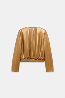 ZARA БОМБЕР ИЗ 100% КОЖИ — ZW COLLECTION, КАРАМЕЛЬНЫЙ