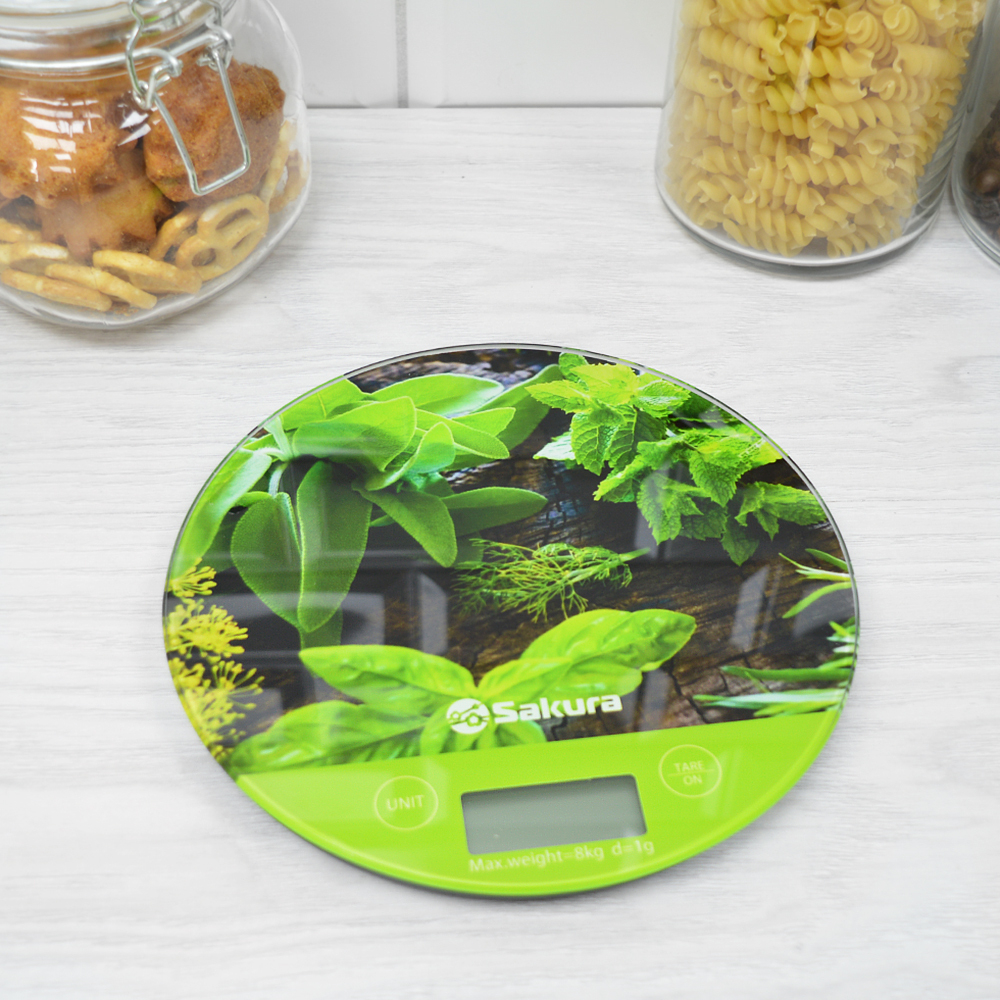 Весы кухонные электронные до 8кг "Зелень"