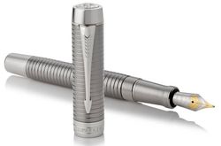 Перьевая ручка Parker Duofold F308 Prestige Centennial Ruthenium Chiselled CT перо F 18K (1931333)