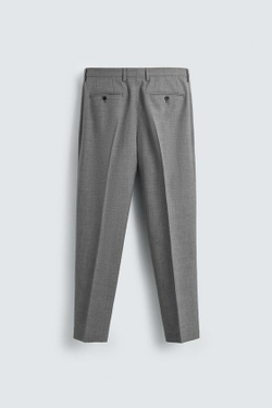 ZARA КОСТЮМНЫЕ БРЮКИ SLIM FIT ИЗ РЕЛЬЕФНОЙ ТКАНИ, СЕРЫЙ