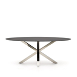 Овальный стол ARYA Argo из стекла и ножками из нержавеющей стали Ø 200