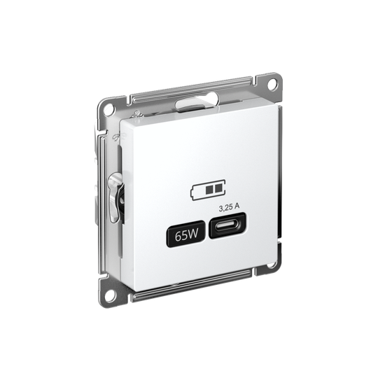 Розетка USB AtlasDesign тип C 65Вт QC PD высокоскор. ЗУ механизм бел. SE ATN000127
