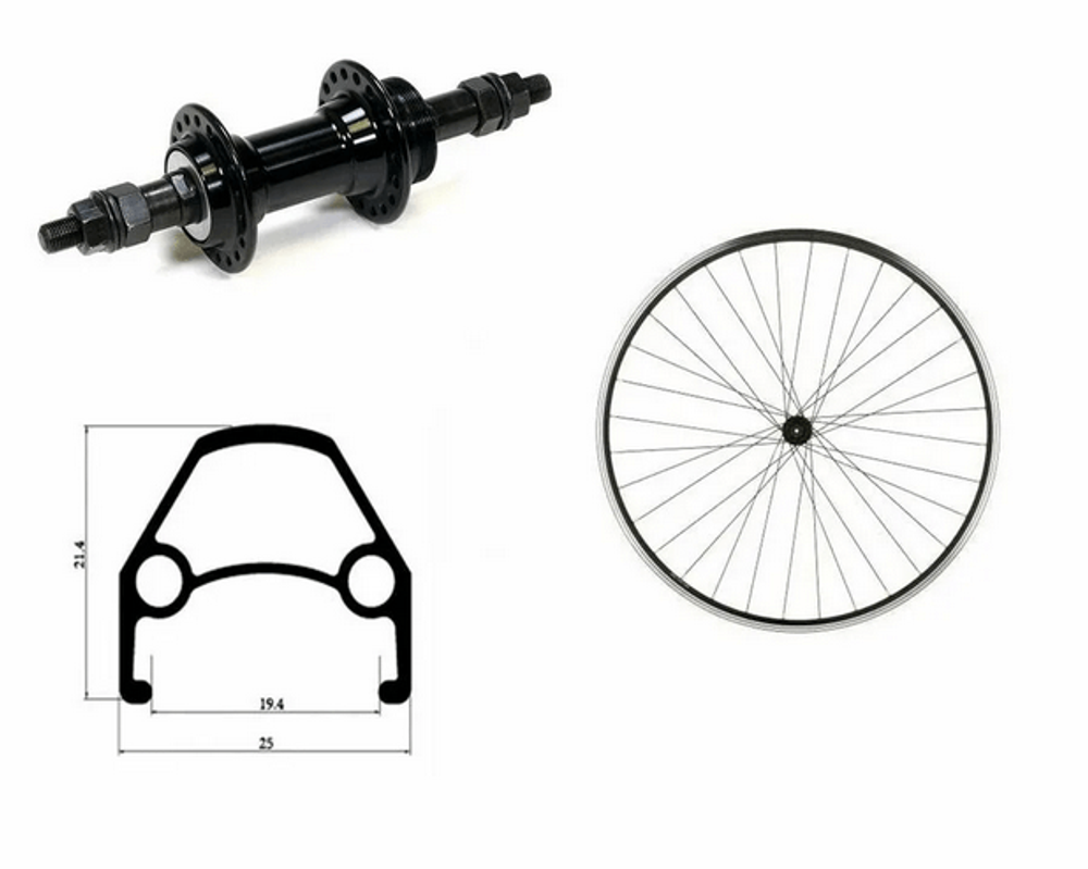 Колесо в сборе 26" Заднее, втулка SF-A201R, 3/8" (гайка), V-Brake, Под трещётку 6/7 ск., Двустеночный обод, FWD (W26R2ALTVN)