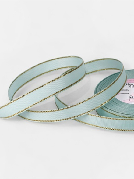 Лента репсовая, с золотым люрексом, 15 мм, светло-голубая №013, 10508002