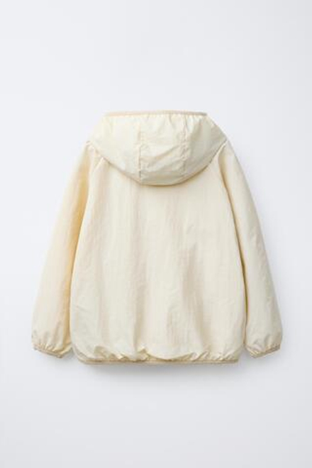 ZARA ЛЕГКАЯ КУРТКА С КАПЮШОНОМ, ЭКРЮ