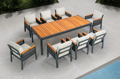 Обеденная группа S2011 Dining Set. Алюминий, роуп, ироко. Поставка 45 дней.