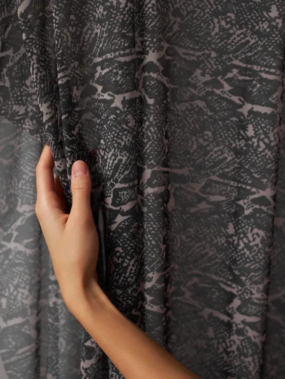 Упругая сетка принт "питон", телесный/черный (мерный лоскут)