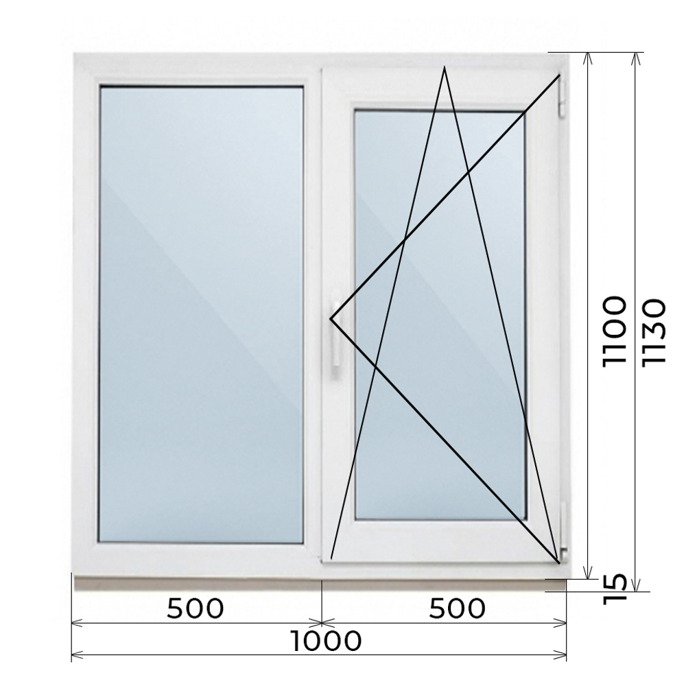 Пластиковое окно 1100 х 1000 ТермА Эко