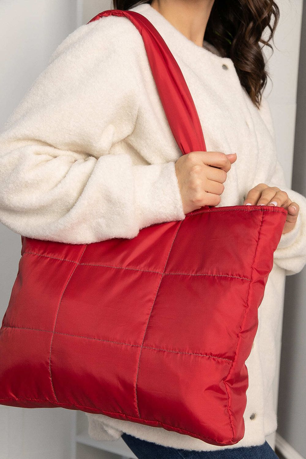 Сумка-шопер стеганая (красная) СШ06-46 LT Collection