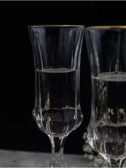 Набор бокалов для шампанского, 160 мл. 6 шт, с золотом