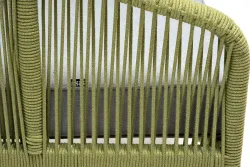 "Канны" кресло плетеное из роупа, каркас алюминий светло-серый (RAL7035) муар, роуп салатовый меланж круглый, ткань светло-серая