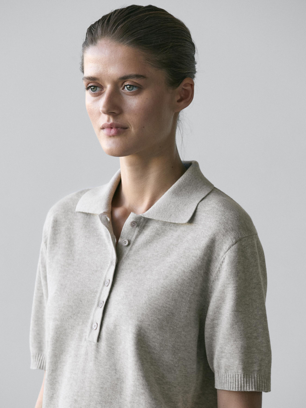 Massimo Dutti Трикотажный свитер-поло, серый