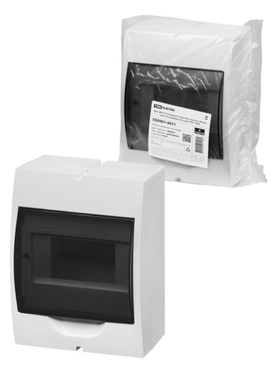 Щит ЩРН-П-6 модулей, навесной, пластик, белый, дымчатая дверца, без шин, IP41 TDM