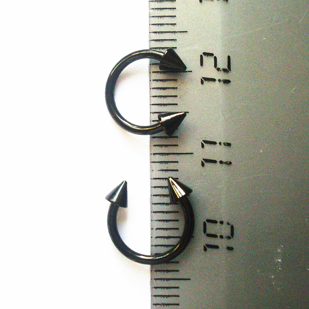 Подкова для пирсинга с конусами 3 мм, диаметр 8 мм, толщина 1,2 мм. Сталь 316L, титановое покрытие