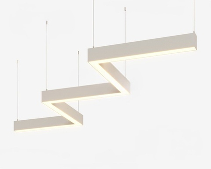 Подвесной LED светильник "ЗигЗаг" LP85-STEPS-L90-5S650 (сегмент 650 мм) 82Вт 3000K 7636Лм белый  2233х495х80мм DIOLUM