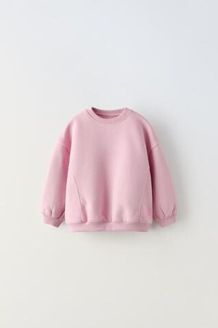 ZARA ОДНОТОННОЕ ХУДИ С ВЫШИВКОЙ, БЛЕДНО-РОЗОВЫЙ