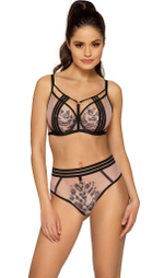 Трусики-слипы Angelina с принтованным кружевом (Размер: XL) (Цвет: черный с бежевым)