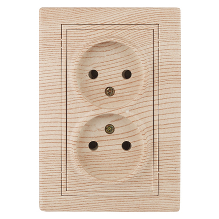 Розетка Intro Plano 1-204-11 без заземления двойная 2х2P 16А-250В IP20 СУ сосна