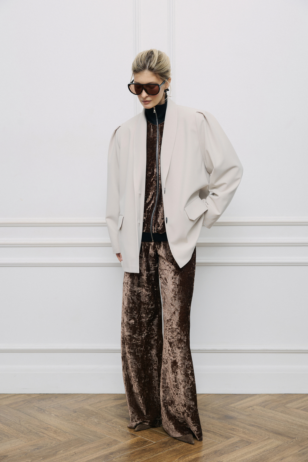 Брюки бархат Трюфель