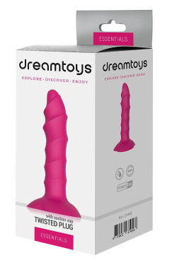 Розовый ребристый анальный фаллоимитатор Twisted Plug With Suction Cup - 17 см.