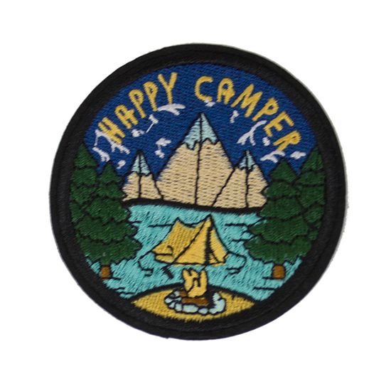 Нашивка термоаппликация на одежду и на рюкзак. Happy camper