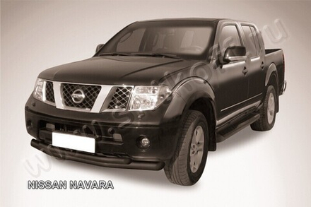 Защита переднего бампера Nissan Navara (2004-2015) d76+d57 черная